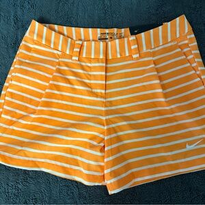Nike Women's Vibrant Orange Striped Athletic Shorts